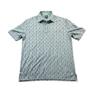 FootJoy FJ Golf Polo Shirt Men's Medium Floral Performance Stretch